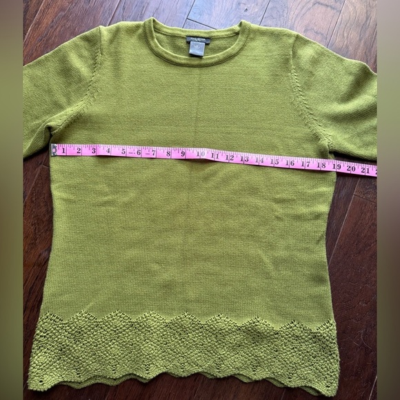ANN TAYLOR Factory 100% Cotton Short Sleeve Sweater Multi Season Green Size Med - Picture 5 of 8